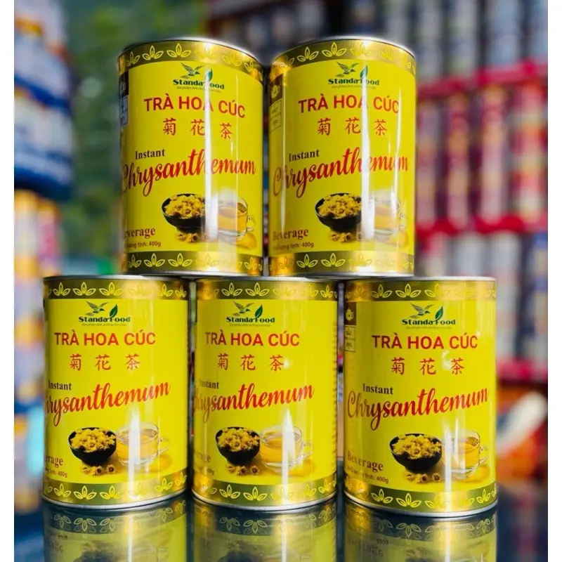 [5 LON]TRÀ HOA CÚC HOÀ TAN LỢI SỮA CÓ SẴN ĐƯỜNG PHÈN MỖI LON 400GR DATE MỚI  Tea Nước Trà Chè túi  trà