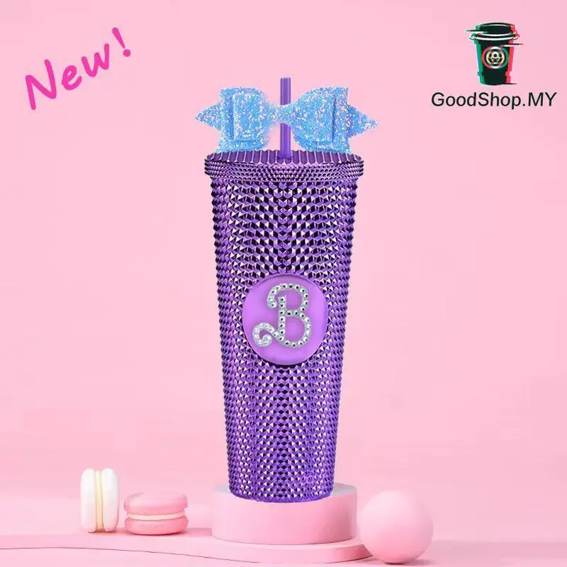 ถ้วยน้ำกีฬากลางแจ้ง, Barbiepink, ดูดี, 710ML, ถ้วยน้ำพลาสติกสองชั้น, ขวดน้ำฟาง, Unisex, ถ้วยน้ำทุเรียน, 2024 Sport ออกกำลังกาย