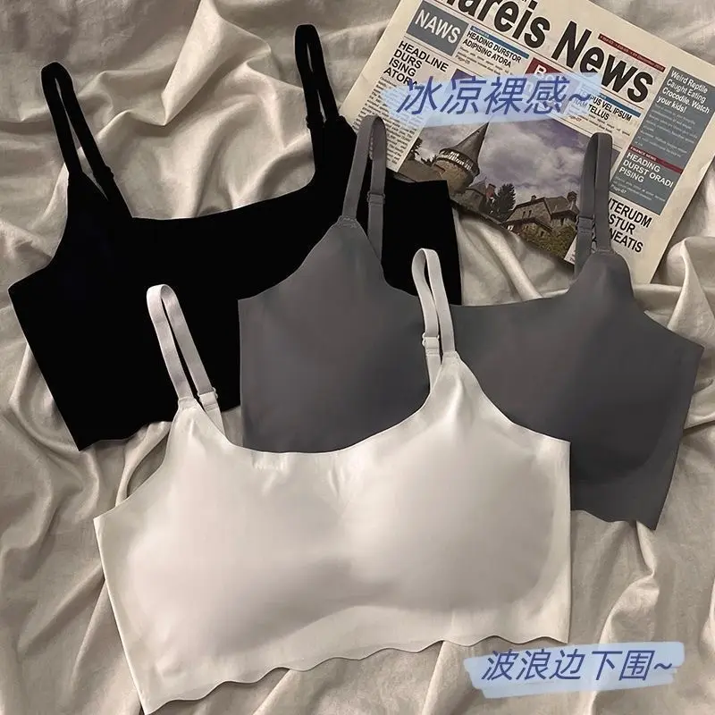 24 Seamless Ice Silk Girl's Underwear Strap Sports Wireless Bra Students Gather Chest Tube Top Summer