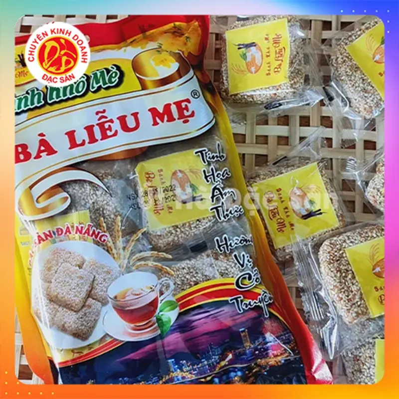 Combo 3 gói bánh khô mè Bà Liễu Mẹ - Món đặc sản Đà Nẵng ngon xốp giòn ít ngọt 250g/gói 1
