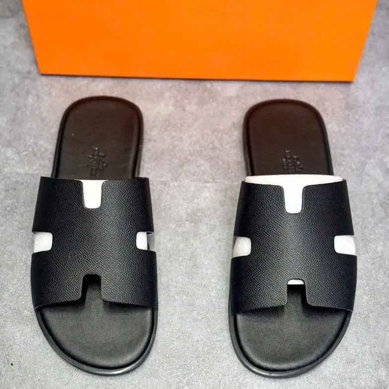 Dép Nam Chữ H Quai Da Cao Cấp Đế Cao Su Full Viền Đa Dạng Size Đế Bằng - Slipper DéP - Dép thời trang nam quai ngang đầy đủ size từ 36 đến 43 - Nhung