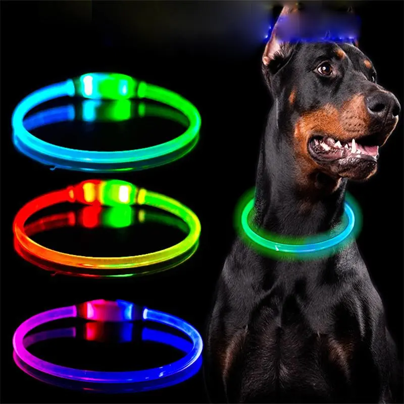 USB Rechargeable Flash Dog Necklace Light, 1 Count Glowing Dog Collar, Pet Safety Collar, Suitable for Night Walks