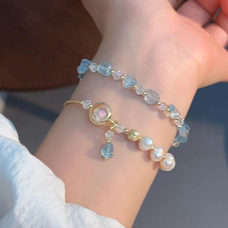 Product Introduction of Luxury Pearl Double Layer New Bracelet Crystal High-end Beaded Vintage Niche Exquisite Temperament Bangle Jewelry wlw  bracelets gelang  ldr  bergetar sweet  alhambra  bracelet cubic  zirconia 7