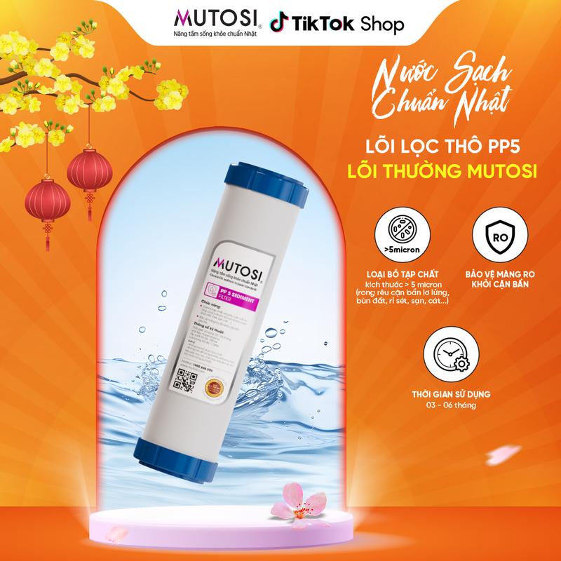 Lõi lọc nước  ở cấp số 1 Mutosi chính hãng – Lõi PP 5 micron - Lọc chặn trước máy lọc hoặc nguồn nước sinh hoạt cục lọc  máy lọc nước suamay  loc nuoc