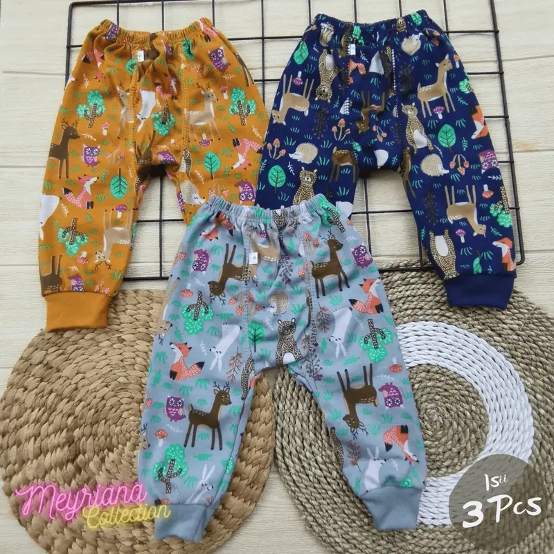 6 PCS Baju Bayi Lengan Panjang dan Celana Panjang Tutup Bayi Baru Lahir Motif Printing Animals Zoo 2