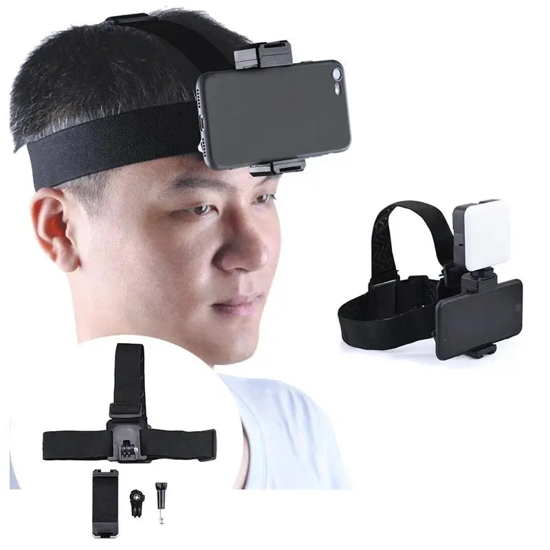 Gắn Dây Đeo Đầu Màu Đen Cho Camera Hành Động, Tương Thích Với Gopro Hero4 / 3 / 2 / 1, Xiaoyi 4K, SJCAM, Điện Thoại Android Và iPhone, Thắt Lưng Đầu, Phụ Kiện Máy Ảnh