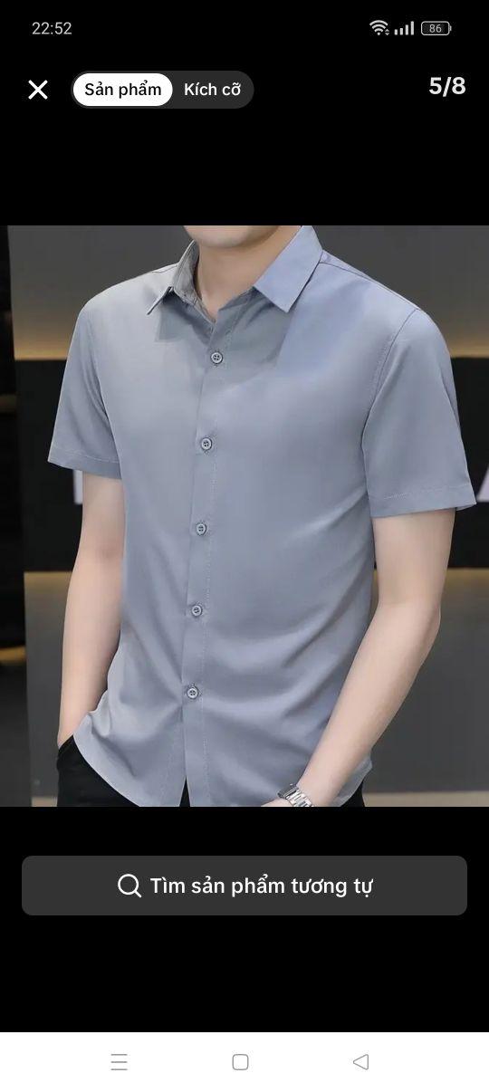 Product Introduction of Áo sơ mi nam tay ngắn,chất liệu lụa thái form body mềm mịn mát Menswear Shirt Có Cổ 28