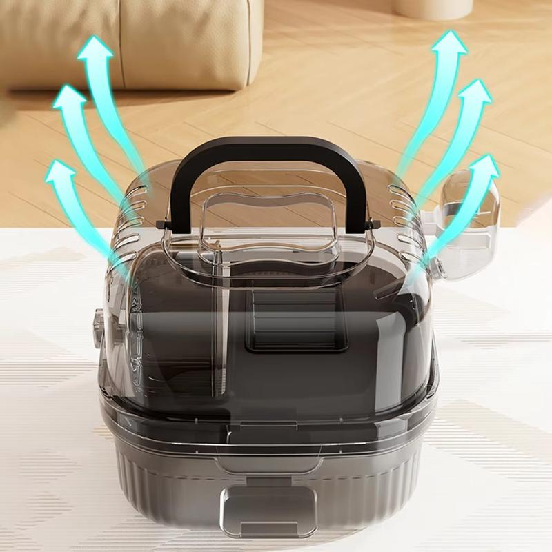 Product Introduction of New Portable Carrier Cage Translucent With Large Flip Cover Hamster Cage With Water Breathable Carrying Pet Supplies Hamster Bird 11