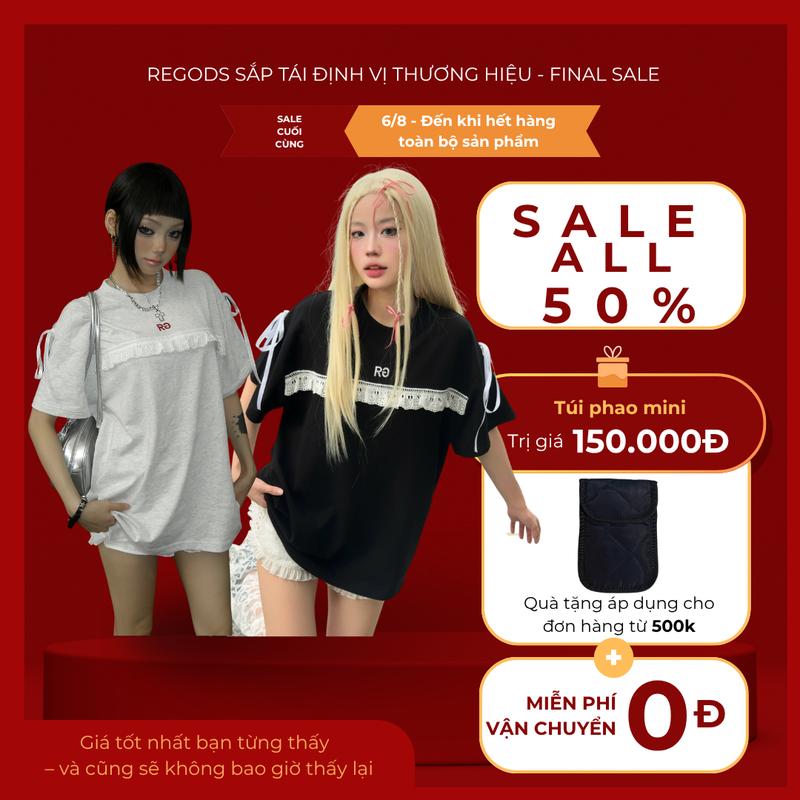 [ FINAL SALE ALL 50% ] Áo thun REGODS form boxy rộng unisex nữ cotton 260gsm  cổ tròn đã xử lý co rút vải  - TEE RG MIX REN REGODS