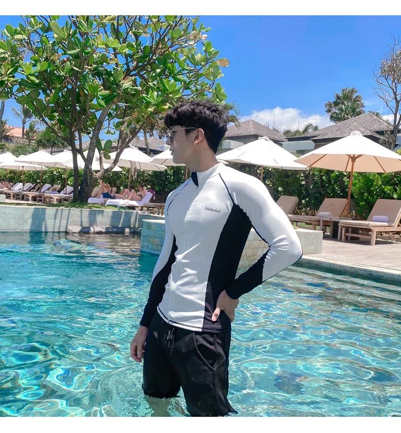 Product Introduction of Long Sleeve Rash Guards Swimwear Women 2024 Patchwork Couple Two-Piece Swimsuit Men Surfing Swimming Suit Beach Diving Bath Suit 40