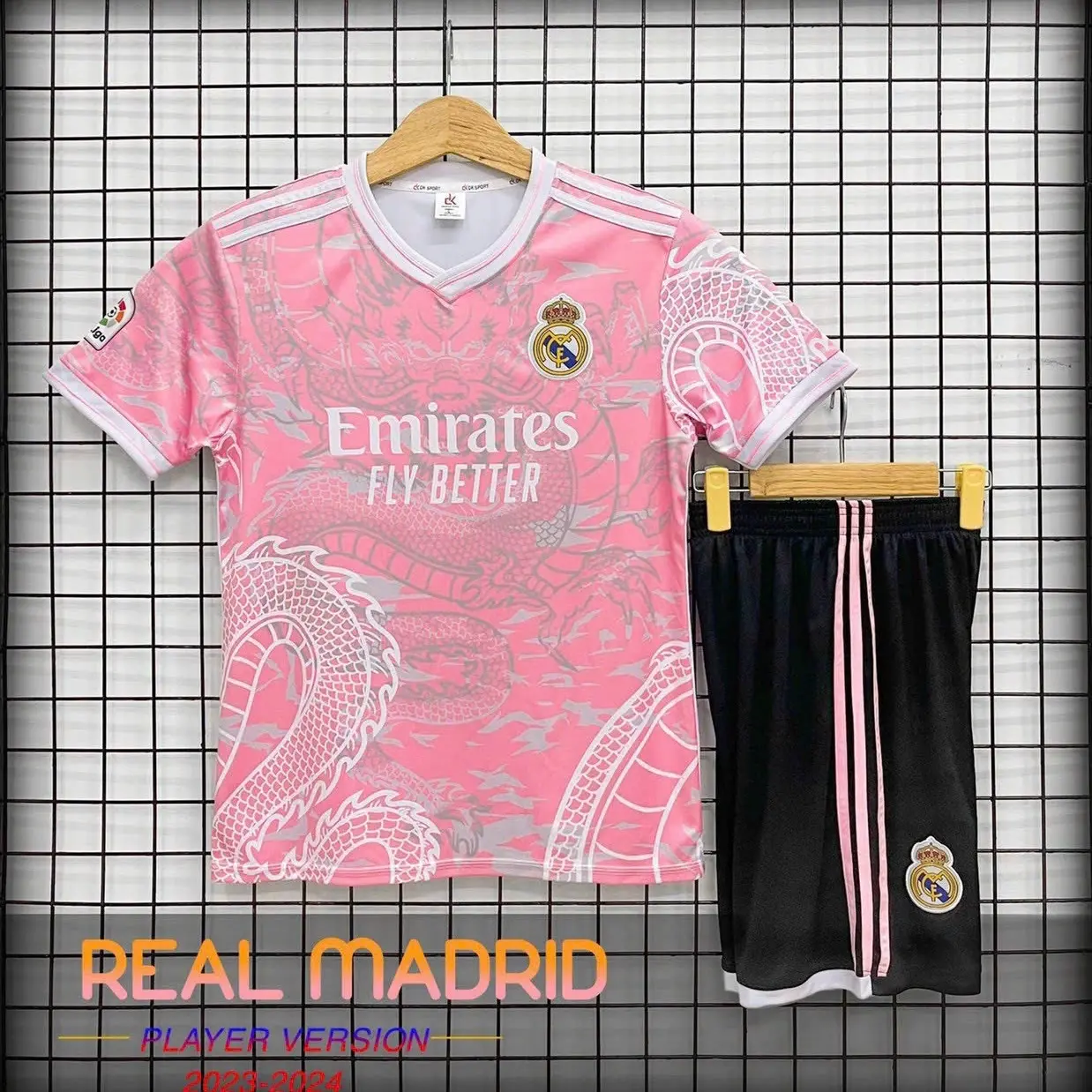Bộ thể thao real hồng rồng 2023-2024 - vài thun lạnh, in tên + số theo yêu cầu Top Sport Nam