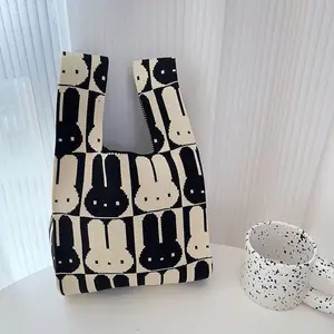 Tote Bag Wanita Mini Karakter / Tas Knitted Aesthetic Wanita Bahan Rajut Premium