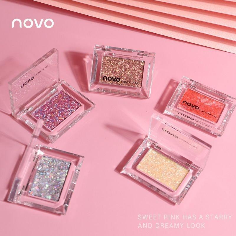 Nhũ kim tuyến NOVO 10 màu trang điểm má mắt Phấn Mắt Nữ Bảng Phấn Mắt Cosmetic Nhũ Mắt