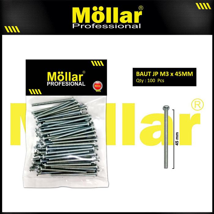 Gambar MOLLAR 93-092 Baut JP 3 x 45 Machine Screw 3x45 Obeng Plus - 100 pcs - 93-092 dari Mollar Kota Cirebon Tokopedia