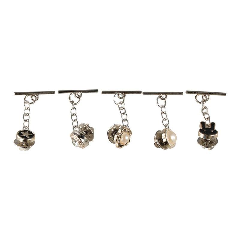 HQ923 Vintage Rabbit Nail-Free Cardigan OT Buckle Triangle Crown Flower Anti-light Brooch Waist Buckle Button Clasps Close Neckline Decorative Brooch Trousers 1