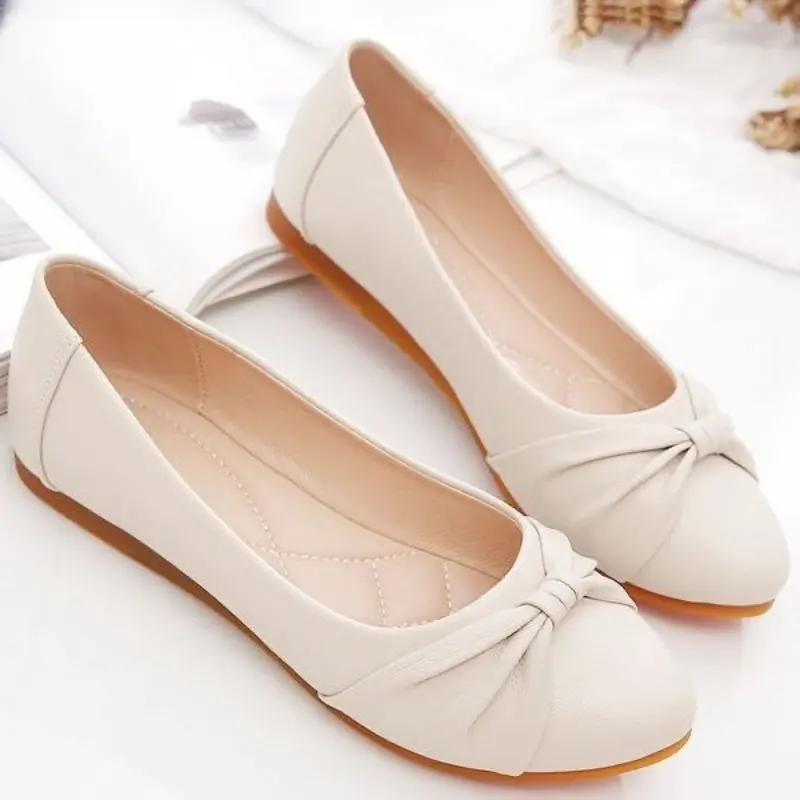 Giày Nữ, Một Lớp, Đế Mềm, Làm Bằng Da Bê, Thích Hợp Cho Các Bà Mẹ, Tods, Giày Lười, Đế Bằng