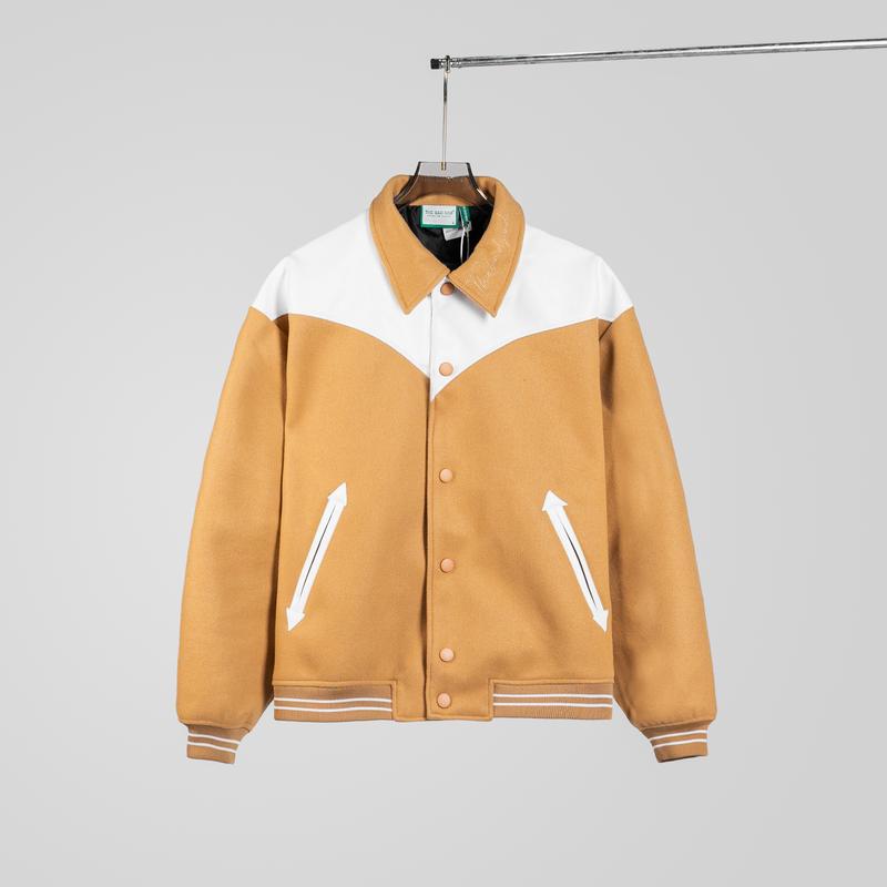 Áo khoác crop bomber varsity  The Bad God Leather G Jacket Nâu be