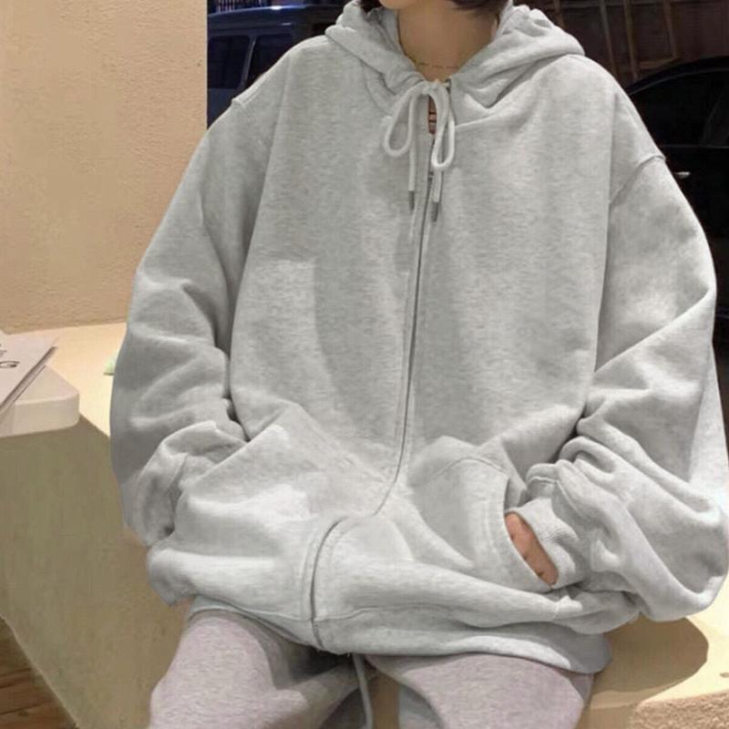 Product Introduction of Áo Hoodie Nữ Khoá Zip Trơn Unisex Form Rộng Chất Nỉ Cotton Áo Khoác Hoodie Nỉ Bông Phong Cách Hàn Quốc Oversize Có Size Bigsize 20