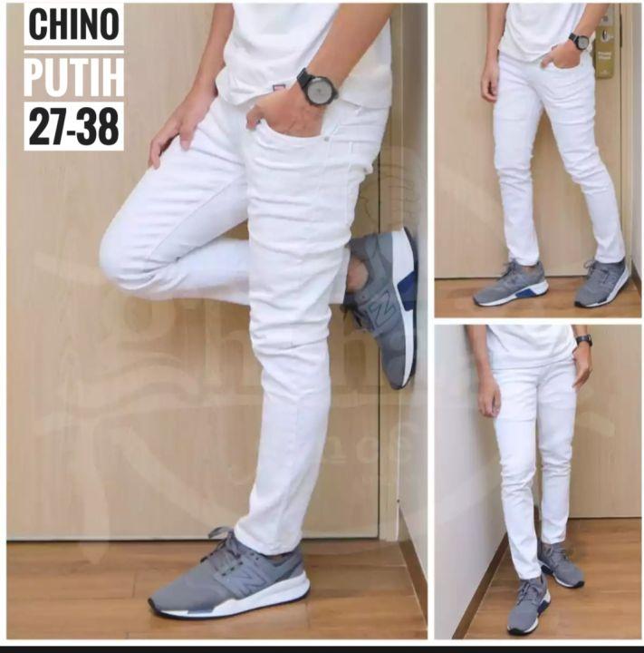 Product Introduction of Celana Chino Panjang Pria Putih Slim Fit White chinos cowok Slimfit Kerja Formal Casual 24