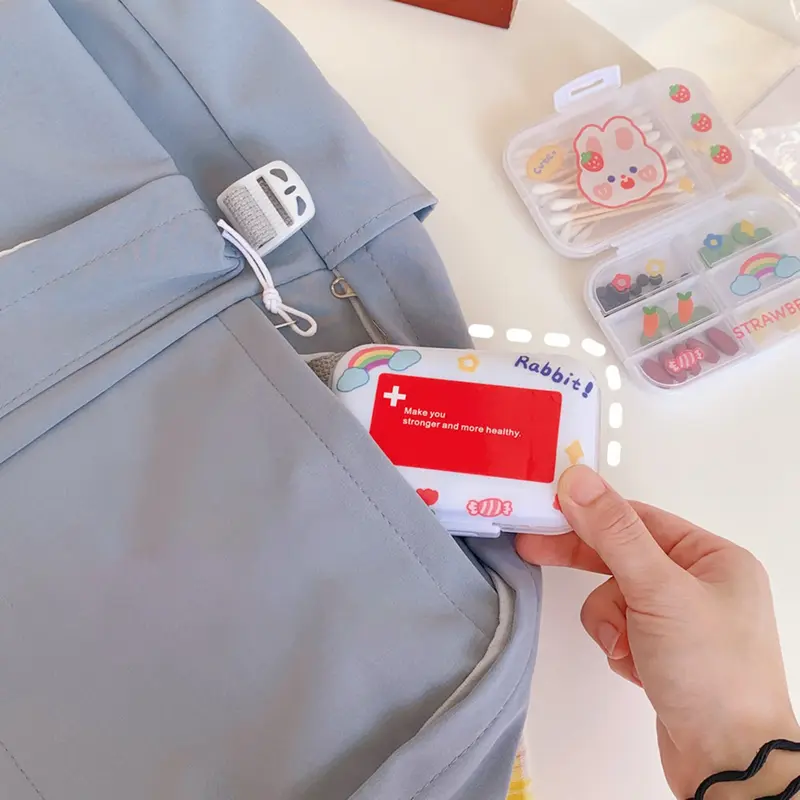 Hộp Chia Viên Nén, Chống Ẩm Niêm Phong Tốt, Cầm Tay, Hộp Đựng Thuốc Vuông Thời Trang, 8 Ngăn, Thích Hợp Đi Du Lịch, [UA] 8