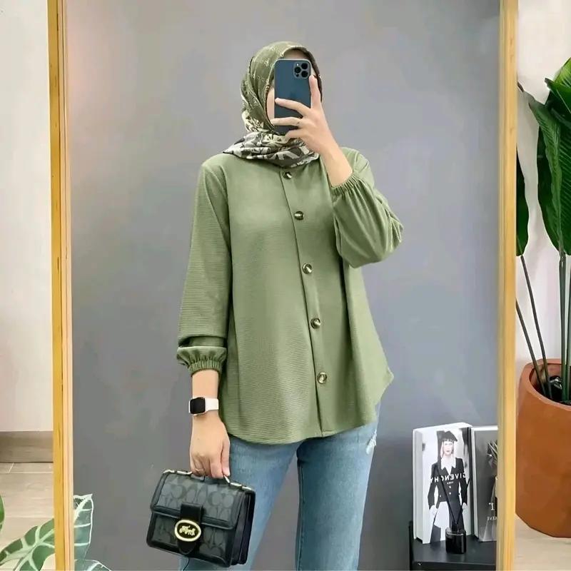Tunik Crinkle Wanita Big Size Atasan Kemeja Terbaru Kekinian 2