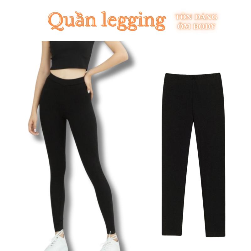 Quần legging dài nữ ôm body tập yoga thể thao lưng cạp cao co dãn trẻ trung năng động màu Đen (không túi)