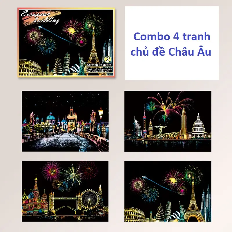 Bộ Tranh cạo Hàn Quốc cao cấp giúp giảm stress khổ A5, A4, A3 (tặng kèm bút cạo) 0