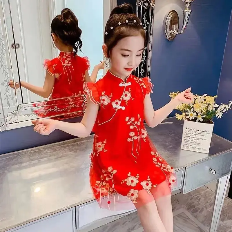 Váy Bé Gái, Quần Áo Mùa Hè, Hàng Mới Về 2024, Sườn Xám Trẻ Em Trung Bình Và Lớn, Phong Cách Hán Phục Cô Gái Nhỏ Phong Cách Phương Tây, Siêu Thanh Lịch, Thích Hợp Cho Mùa Hè váy  mặc tết