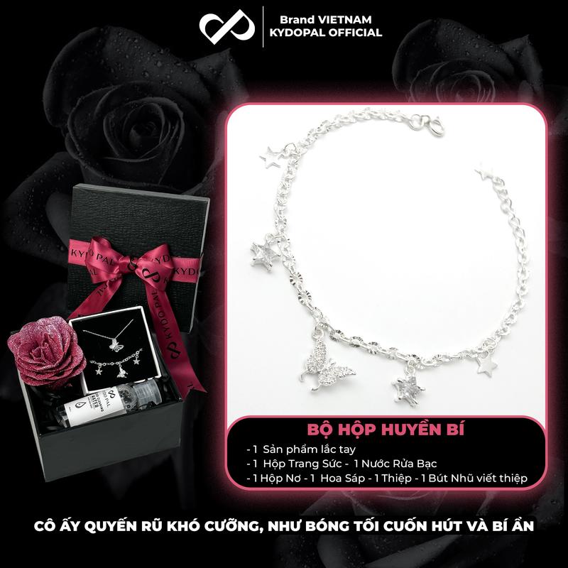 Lắc tay bạc nữ KYDOPAL đính đá cao cấp hình bướm trang sức bạc Ý 925 - 9L1