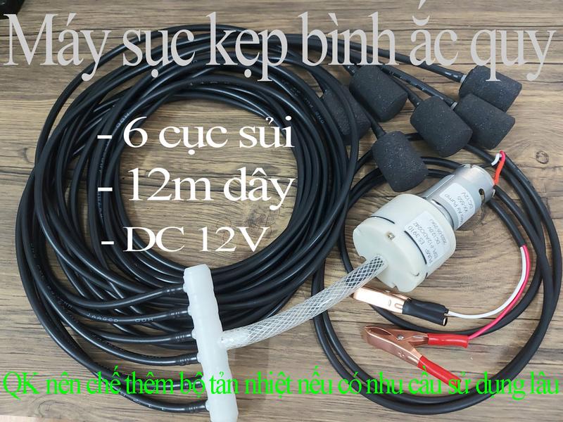 Máy sục khí, sủi oxy bể cá 12v kẹp bình ắc quy, máy bơm oxi bể cá 12v máy sủi sủi oxy 12v