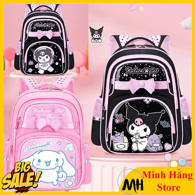 Balo Đi Học Cho Bé Gái lớp 1 đến lớp 9 Hoạ Tiết Hoạt Hình Kuromi melody Có Đai Phản Quang cặp sách chống gù học sinh tiểu trung học