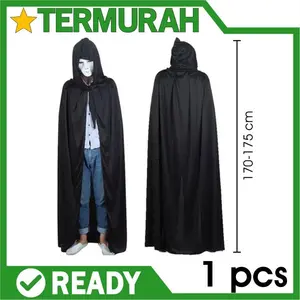 Kostum Jubah hitam Halloween cosplay cape vampire dracula hoodie black