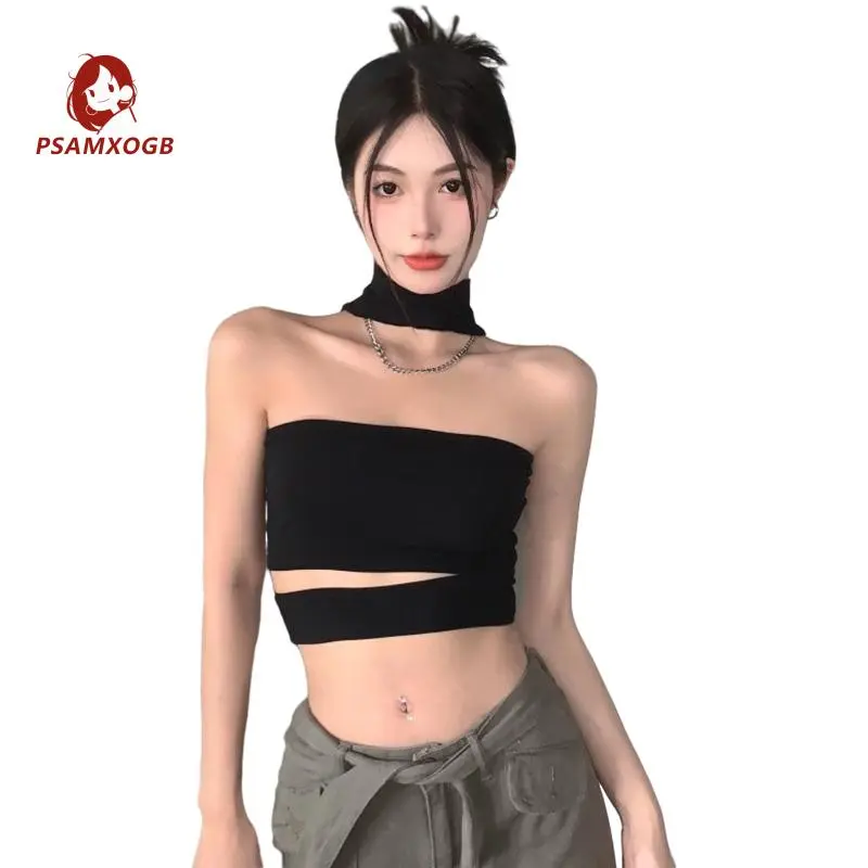 Women Halter Sleeveless Tops Slim Fit Summer Casual Crop Tube Tops