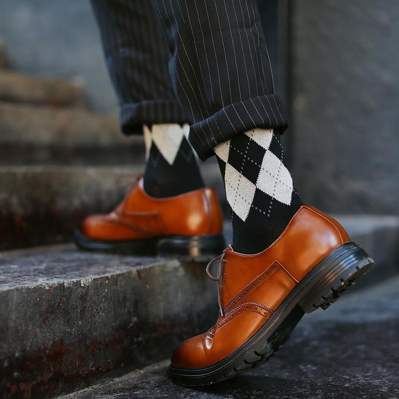  Tất nam quả trám vớ cao cổ đi giày tây công sở chất liệu Cotton cao cấp hàng dệt kim xuất khẩu Menswear Màu Đen 