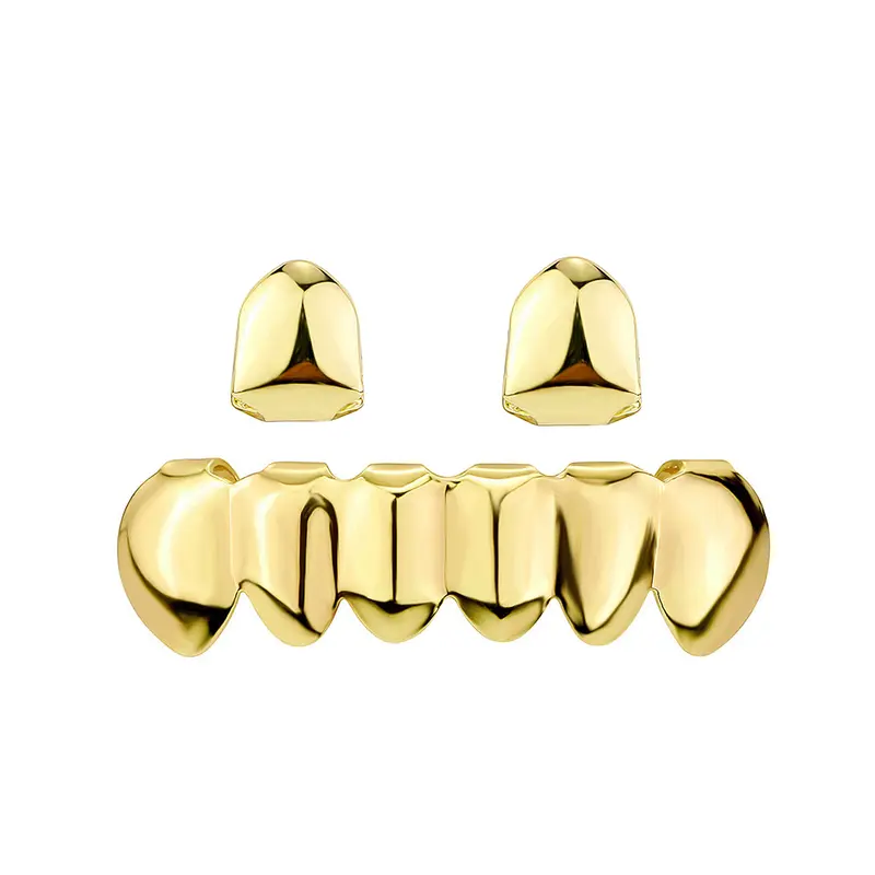 2025 NEW Gold Silver Color DIY 2/6 Top Bottom Glossy Teeth Grillz Hip Hip Tooth Caps For Women Men Jewelry Halloween Gift (Easter Gifts) Daily Gel 4