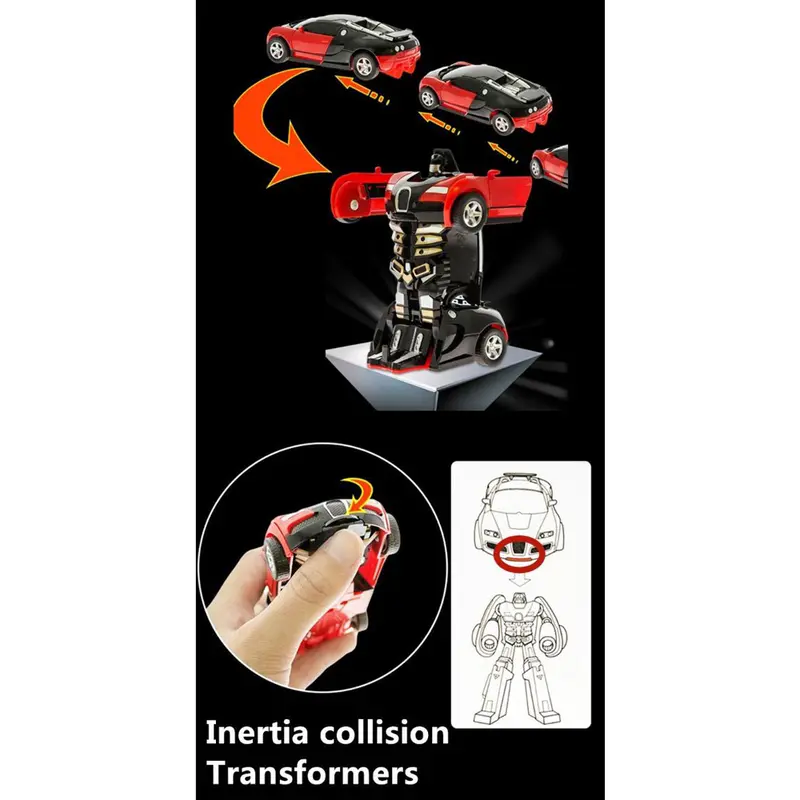 AK Mainan Mobil Inertia Collision Action Figure Transformer Toy - Blue & Red 1