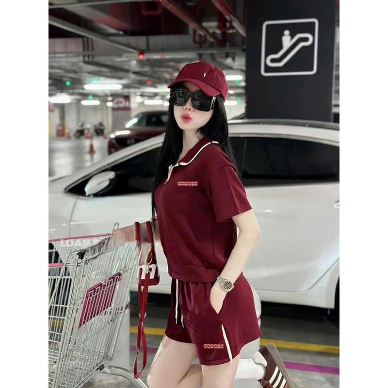 Set Bộ Đùi Thêu Chữ Nổi Cổ Khóa Chất UMI Hàn Sang Chảnh Năng Động Cạp Chun Có Túi khóa kéo 2 bên quần top women 2025 by TH Store 4