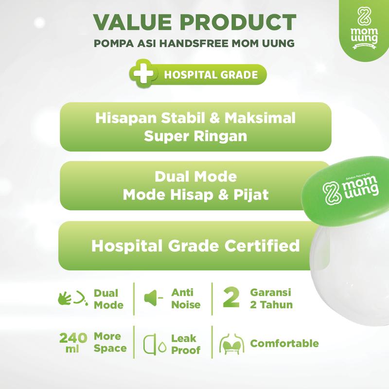 MOM UUNG POMPA ASI HANDSFREE Hospital Grade | MOMUUNG BREAST PUMP HANDSFREE  PORTABLE WIRELESS GARANSI 2 Tahun 2