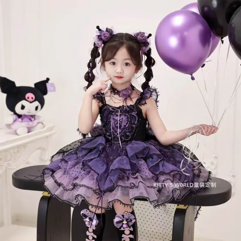 kuromi dress for birthday Your Dream awaits at Spinkie! A magical + her favorite = the best birthday ever!  Our Kuromi Flowers Princess Dress is made twirls, wishes, and unforgettable poms on the collar and a voluminous tiered skirt for maximum dramatic effect Lolita dress Costume KUROMI Halloween