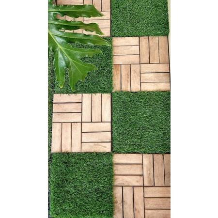Lantai kayu jati Motif ZIGZAG UK 30x30cm / Decking tile Portable Kayu Jati 9