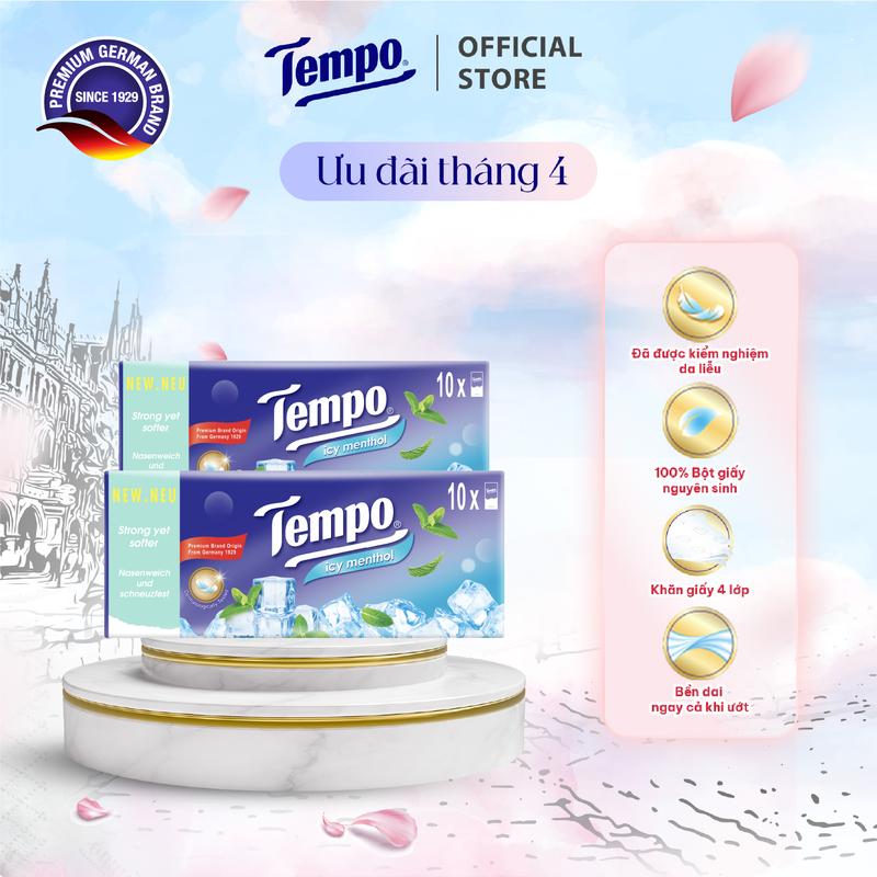 [COMBO 2] Khăn giấy bỏ túi cao cấp Tempo Regular - 4 lớp bền dai - Thương hiệu Đức (20 gói)