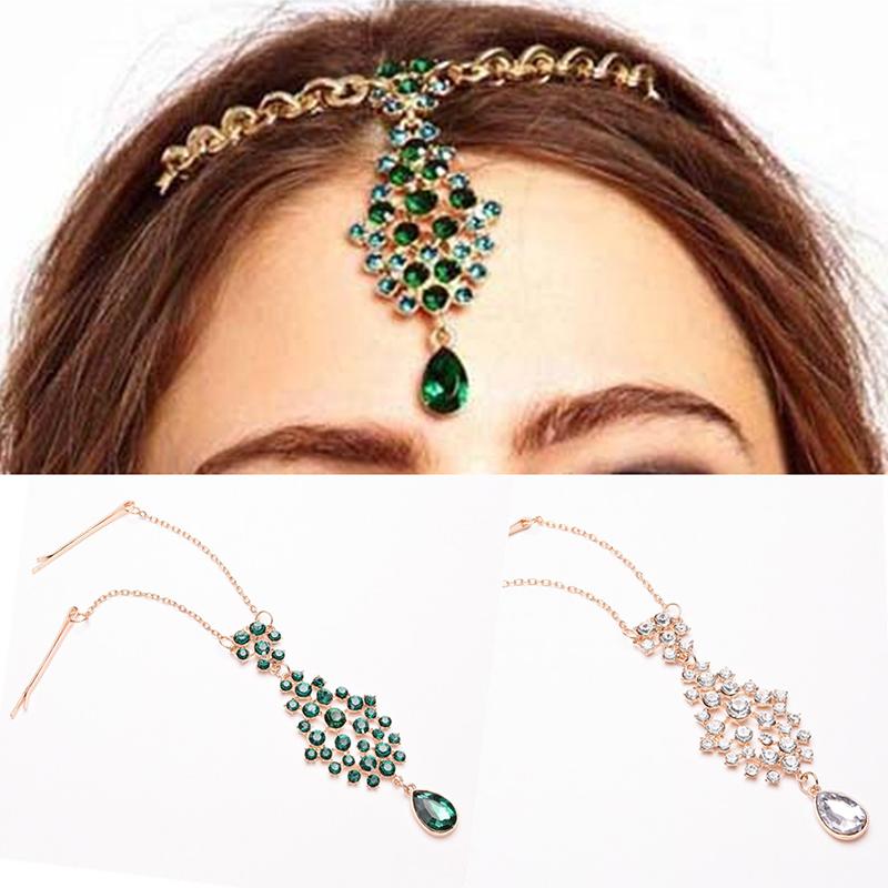 Product Introduction of Women Hair Clip Beads Flower Drop Hair Pins Forehead  Hair Clip Hairpins 16