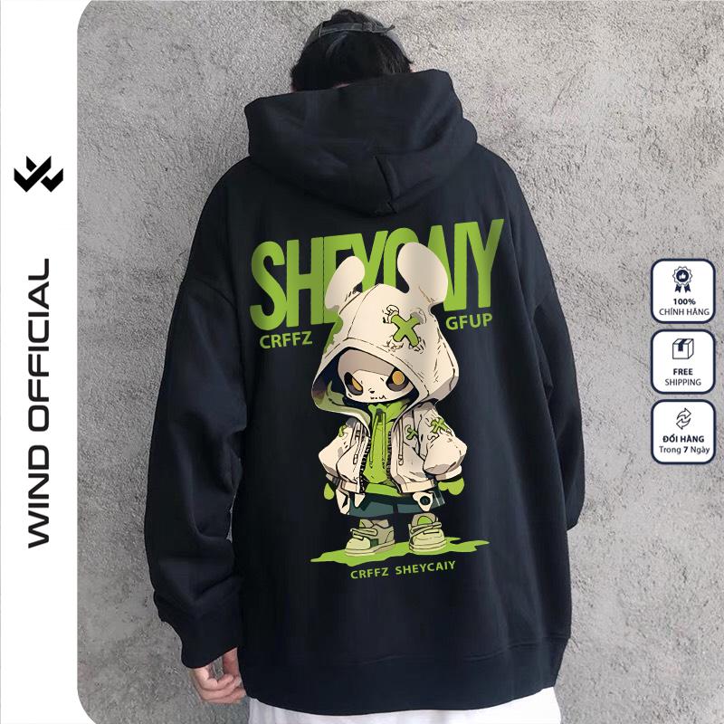 Áo hoodie form rộng WIND RABITY Clothing Unisex thời trang nam nữ oversize Menswear Dài Tay Tay Dài