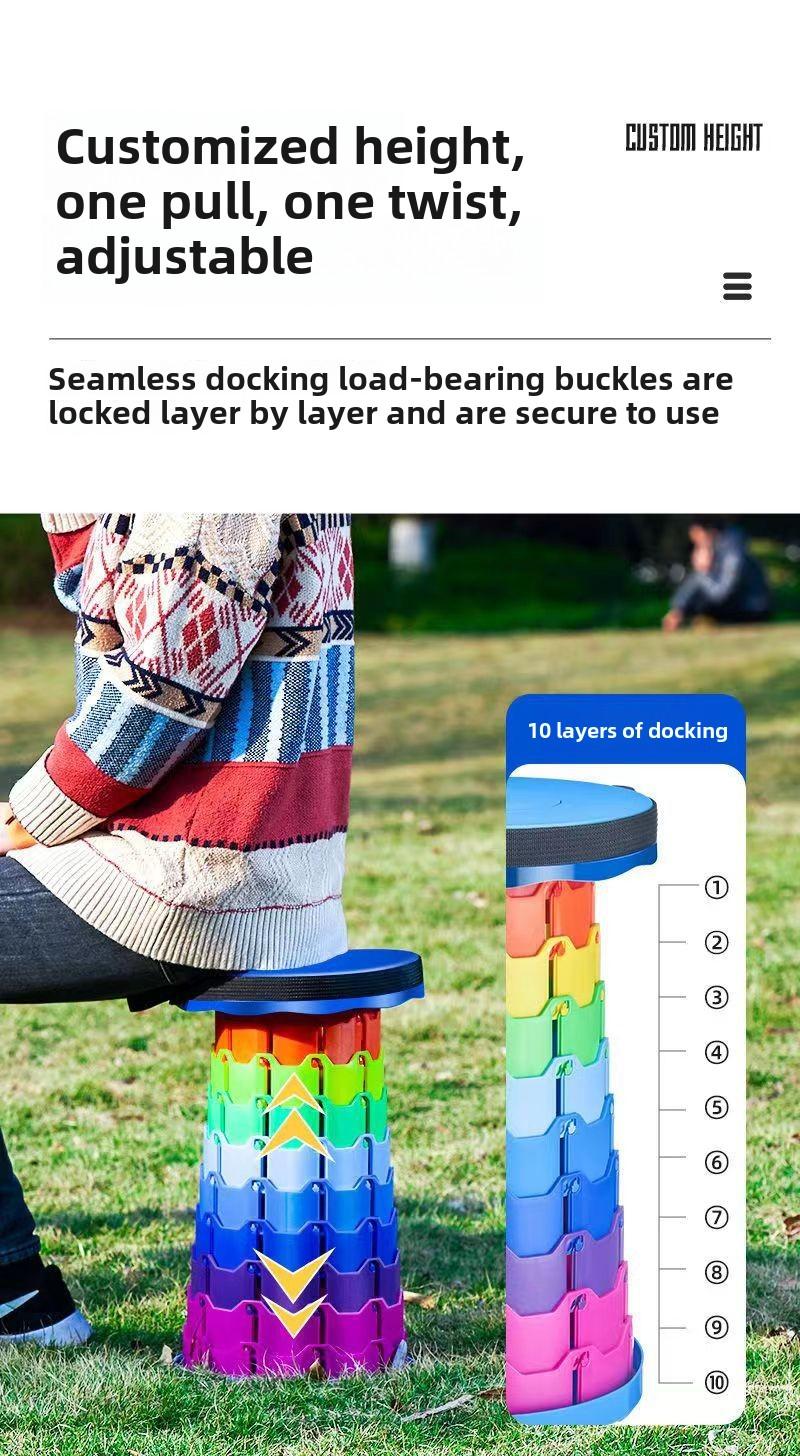 Product Introduction of Outdoor retractable stool Retractable portable stool Outdoor camping line small chair adjustable ultra light fishing stool 3