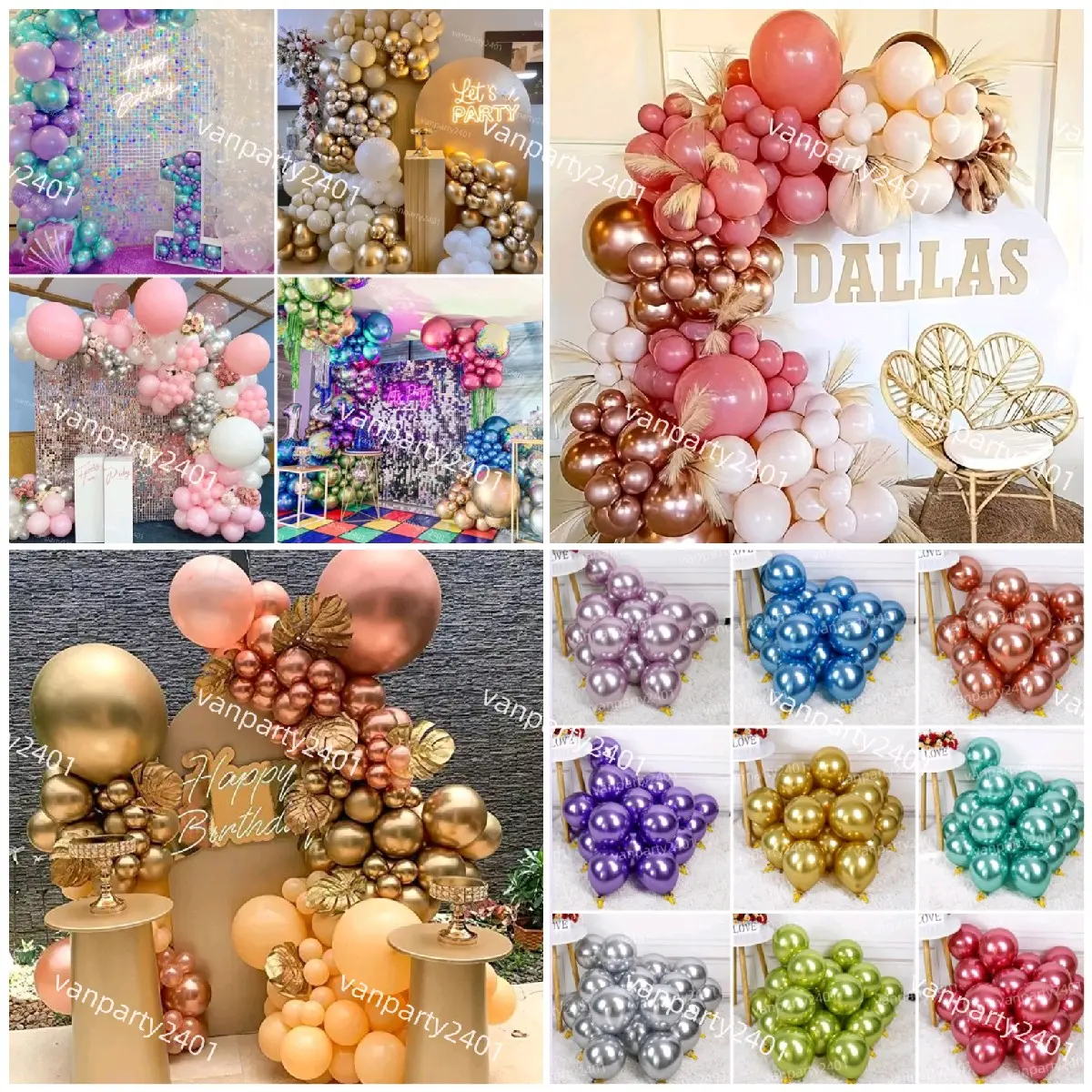 Bóng siêu nhũ, bóng chrome 5” (12,5cm), 10” (25cm), 12” (30cm), 24” (60cm) trang trí sinh nhật, party, khai trương, cưới hỏi, sự kiện, đầy tháng, lễ, Tết, Noel...