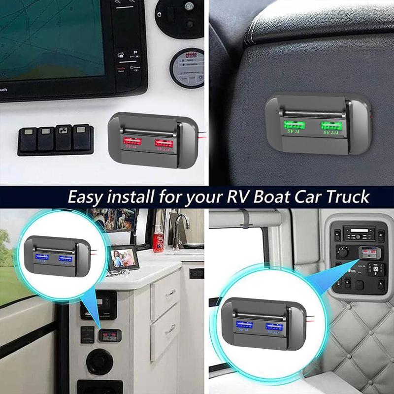 Product Introduction of Car 5V/1A 5V/1.5A PD 2 USB Port Fast Charger Socket Power Charge Outlet Panel D0J8 62