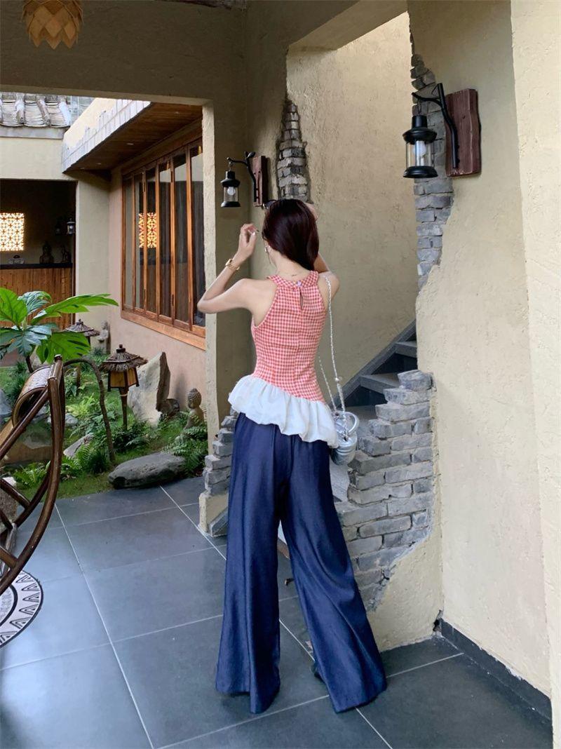 Product Introduction of Áo Vest Cổ Yếm Kẻ Sọc, Hàng Mới Về Mùa Hè, Thiết Kế Sang Trọng, Không Tay, Khâu, Dây Đeo Spaghetti Bất Đối Xứng Phong Cách Cô Gái Nóng Bỏng, Áo Trên 12