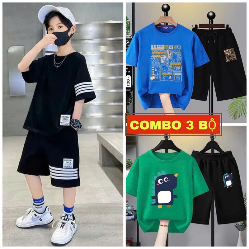 Product Introduction of Combo 3 Bộ quần áo bé trai size đại từ 17kg đến 40kg. Bộ đồ bé trai dáng quần đùi áo cộc tay, phong cách Hàn Quốc, chất thun co giãn thoải mái,tuổi từ 5 đến 14 tuổi. 23