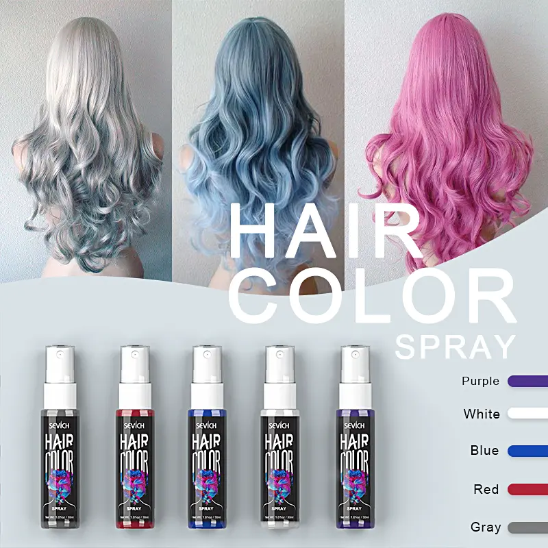 Xịt Nhuộm Tóc Tạm Thời, Sevich, 30ml, Chất Lỏng Màu Tóc Tự Làm, Có Thể Giặt Được, 5 Màu, Xịt Màu Tóc Một Lần, Màu Tức Thì thuốc  nhuộm