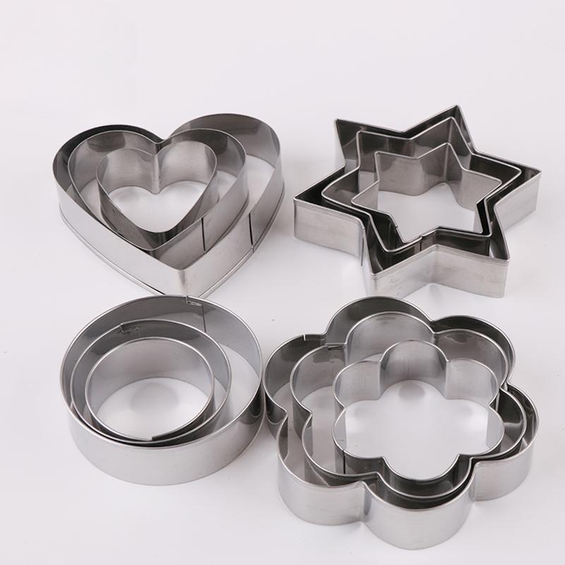 Product Introduction of 12pcs/set Stainless Steel Cookie Biscuit DIY Mold Star Heart Round Flower Shape Cutter Baking Mould  Tools Tin 1